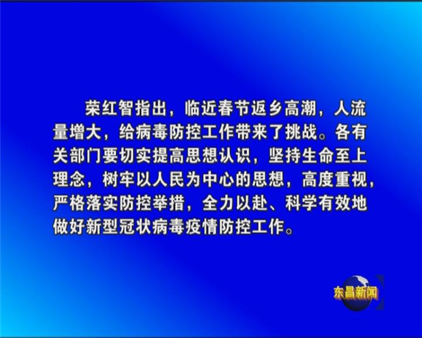 榮紅智安排部署新型肺炎疫情防控工作