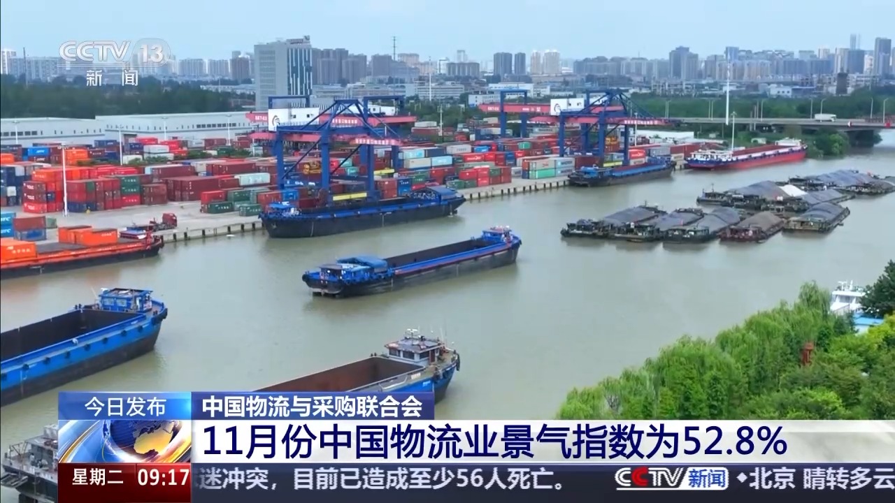 11月份我國(guó)物流業(yè)景氣指數(shù)為52.8%