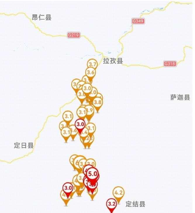 西藏定日6.8級地震已監(jiān)測到余震3614次，最大余震5.0級